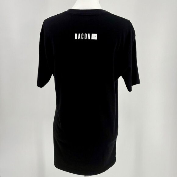 Womens Peace Love Bacon & More Bacon Graphic Tee Black Size L Next Level Apparel - Picture 3 of 10